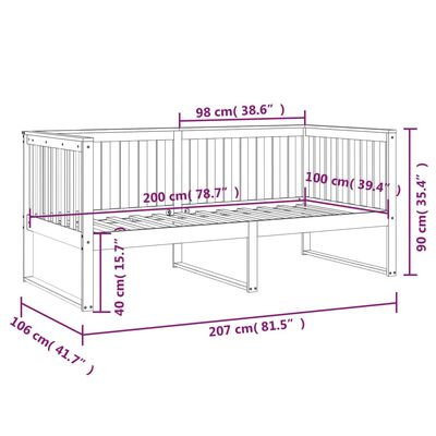 820387 vidaXL Καναπές Κρεβάτι Μαύρο 100x200 εκ. από Μασίφ Ξύλο Πεύκου