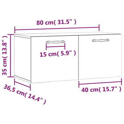 vidaXL Ντουλάπι Τοίχου Λευκό 80 x 36,5 x 35 εκ. από Επεξεργασμένο Ξύλο