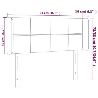 vidaXL Κεφαλάρι Κρεβατιού LED Σκούρο Καφέ 93x16x78/88 εκ. Υφασμάτινο