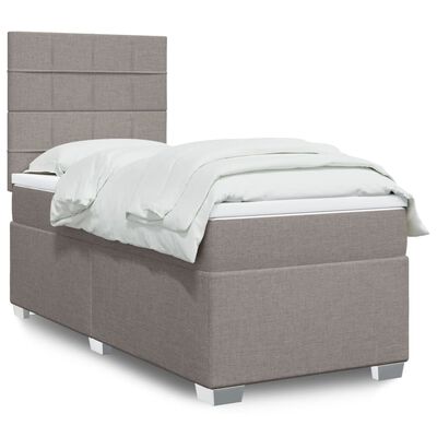 vidaXL Κρεβάτι Boxspring με Στρώμα Taupe 100 x 200 εκ. Υφασμάτινο