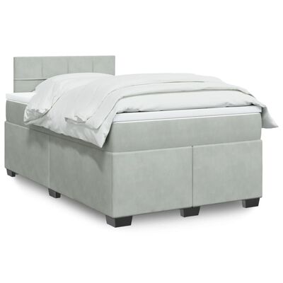 vidaXL Κρεβάτι Boxspring με Στρώμα Ανοιχτό Γκρι 120x190 εκ. Βελούδινο