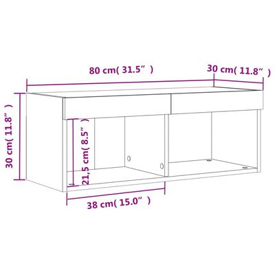 vidaXL Έπιπλο Τηλεόρασης με LED Γκρι Σκυροδέματος 80x30x30 εκ.