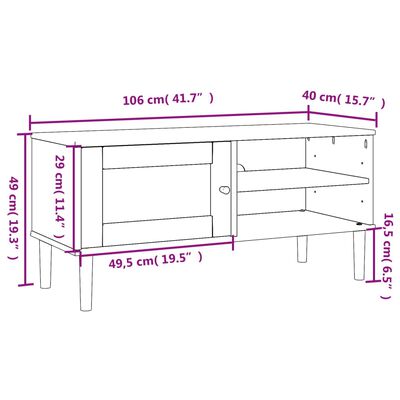 vidaXL Έπιπλο Τηλεόρασης SENJA Λευκό / Ρατάν 106x40x49 εκ. Μασίφ Πεύκο