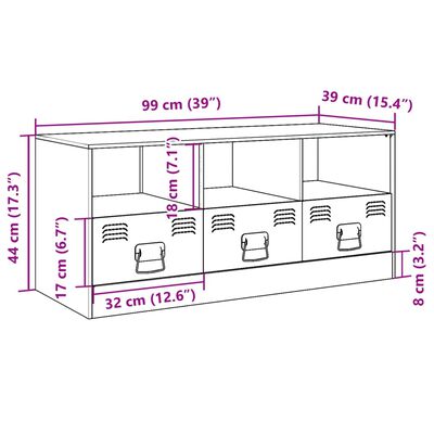 vidaXL Έπιπλο Τηλεόρασης Μουσταρδί Κίτρινο 99x39x44 εκ. από Ατσάλι