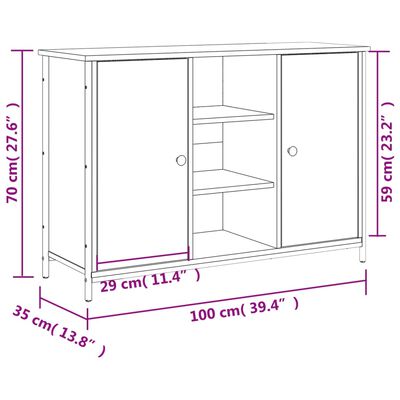 vidaXL Μπουφές Sonoma Δρυς 100 x 35 x 70 εκ. από Επεξεργασμένο Ξύλο