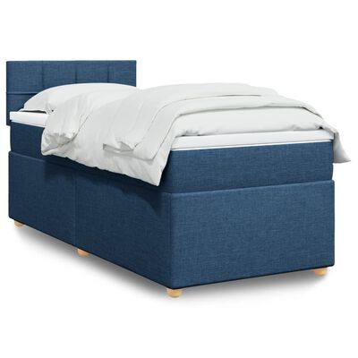 vidaXL Κρεβάτι Boxspring με Στρώμα Μπλε 80x200 εκ. Υφασμάτινο