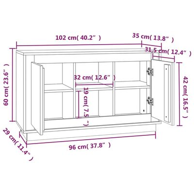 vidaXL Συρταριέρα Sonoma Δρυς 102x35x60 εκ. Επεξεργασμένο Ξύλο