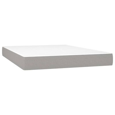 vidaXL Κρεβάτι Boxspring με Στρώμα Ανοιχτό Γκρι 140x190 εκ. Υφασμάτινο