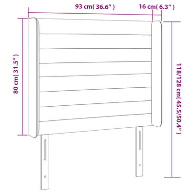 vidaXL Κεφαλάρι Κρεβατιού LED Ανοιχτό Γκρι 93x16x118/128εκ. Βελούδινο