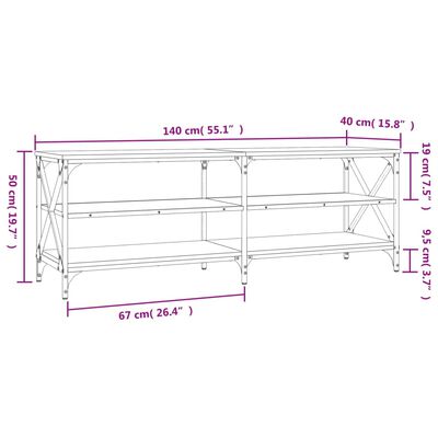 vidaXL Έπιπλο Τηλεόρασης Καπνιστή Δρυς 140x40x50 εκ Επεξεργασμένο Ξύλο