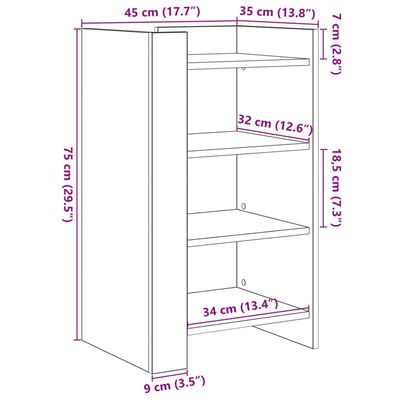 vidaXL Συρταριέρα Sonoma Δρυς 45x35x75 εκ. από Επεξεργασμένο Ξύλο