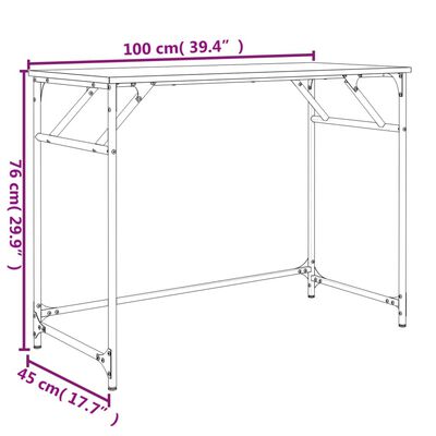 vidaXL Γραφείο Καπ. Δρυς 100x45x76 εκ Επ. Ξύλο/Ατσάλι Ηλ. Βαφή Πούδρας