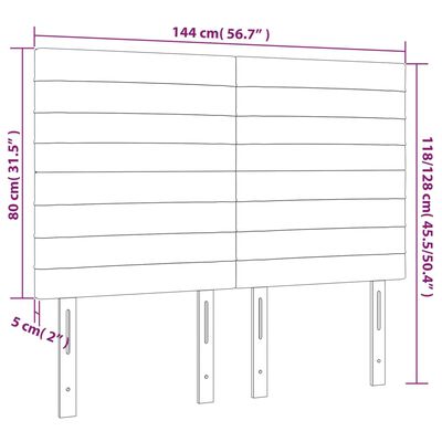 vidaXL Κεφαλάρι Κρεβατιού LED Σκούρο Καφέ 144x5x118/128εκ. Υφασμάτινο