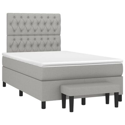 vidaXL Κρεβάτι Boxspring με Στρώμα Ανοιχτό Γκρι 120x190 εκ. Υφασμάτινο