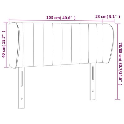 vidaXL Κεφαλάρι με Πτερύγια Μαύρο 103x23x78/88 εκ. Υφασμάτινο