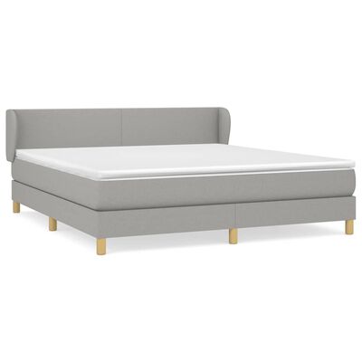 vidaXL Κρεβάτι Boxspring με Στρώμα Ανοιχτό Γκρι 180x200 εκ. Υφασμάτινο