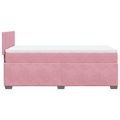 vidaXL Κρεβάτι Boxspring με Στρώμα Ροζ 100x200 εκ. Βελούδινο