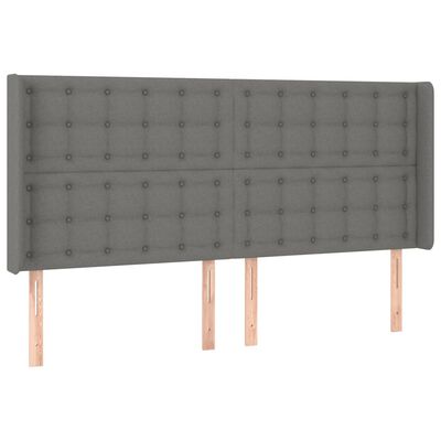 vidaXL Κρεβάτι Boxspring με Στρώμα & LED Σκ.Γκρι 180x200 εκ Υφασμάτινο