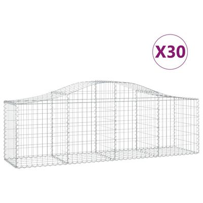 vidaXL Συρματοκιβώτια Τοξωτά 30 τεμ. 200x50x60/80 εκ. Γαλβαν. Ατσάλι