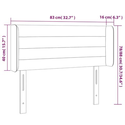 vidaXL Κεφαλάρι Κρεβατιού LED Ανοιχτό Γκρι 83x16x78/88 εκ. Υφασμάτινο