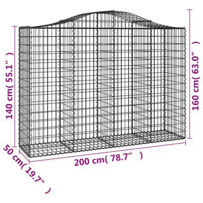 vidaXL Συρματοκιβώτια Τοξωτά 14 τεμ. 200x50x140/160 εκ. Γαλβαν. Ατσάλι