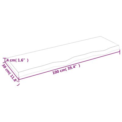 vidaXL Πάγκος Μπάνιου Αν. Καφέ 100x30x(2-4) εκ. Επεξεργ. Μασίφ Ξύλο