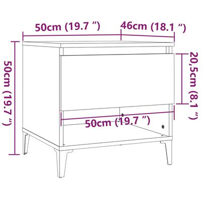 vidaXL Βοηθητικά Τραπέζια 2 τεμ Γκρι Σκυροδ. 50x46x50 εκ. Επεξ. Ξύλο