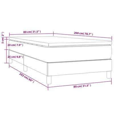 vidaXL Κρεβάτι Boxspring με Στρώμα Σκούρο Γκρι 80x200 εκ. Βελούδινο