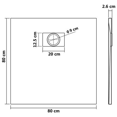 vidaXL Βάση Ντουζιέρας Λευκή 80 x 80 εκ. από SMC