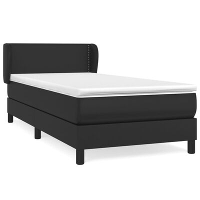 vidaXL Κρεβάτι Boxspring με Στρώμα Μαύρο 100x200εκ.από Συνθετικό Δέρμα