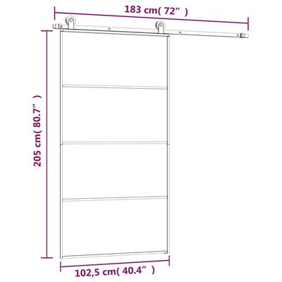 vidaXL Συρόμενη Πόρτα με Μηχανισμό 102,5x205 εκ. Γυαλί ESG & Αλουμίνιο