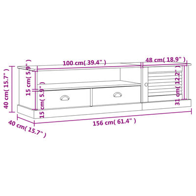 vidaXL Έπιπλο Τηλεόρασης VIGO 156 x 40 x 40 εκ. από Μασίφ Ξύλο Πεύκου