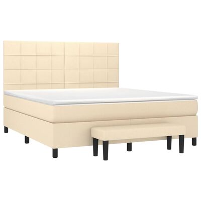 vidaXL Κρεβάτι Boxspring με Στρώμα Κρεμ 180x200 εκ. Υφασμάτινο