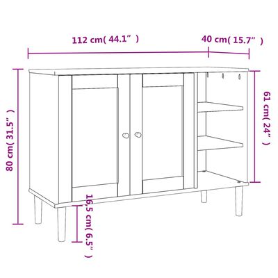 vidaXL Μπουφές SENJA Καφέ / Ρατάν 112 x 40 x 80 εκ. Μασίφ Ξύλο Πεύκου