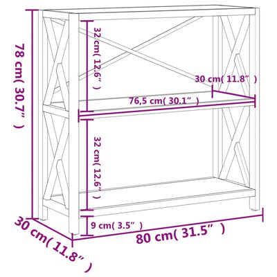 vidaXL Ραφιέρα 3 Επιπέδων 80 x 30 x 78 εκ. από Μασίφ Ξύλο Δρυός