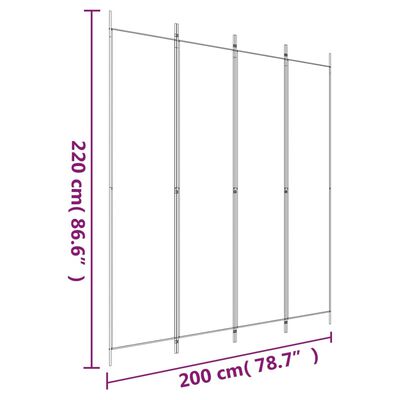 vidaXL Διαχωριστικό Δωματίου με 4 Πάνελ Λευκό 200 x 220 εκ. Υφασμάτινο