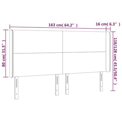 vidaXL Κεφαλάρι με Πτερύγια Μαύρο 163x16x118/128 εκ.Συνθετικό Δέρμα