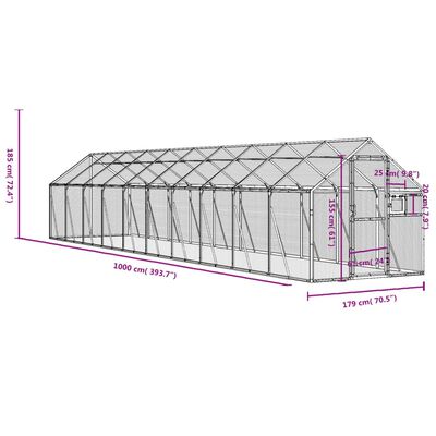 vidaXL Κλουβί Ασημένιο 1,79 x 10 x 1,85 μ. από Αλουμίνιο