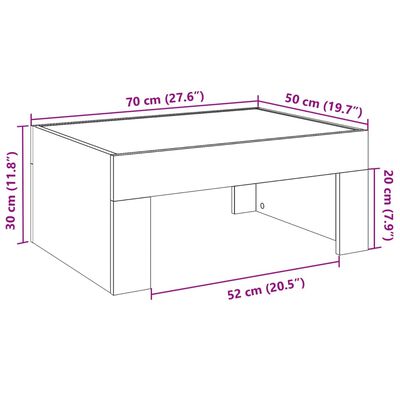 vidaXL Τραπεζάκι Σαλονιού Άπειρο Φως LED Sonoma Δρυς 70x50x30 εκ.