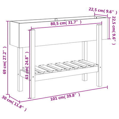 vidaXL Ζαρντινιέρα Υπερυψωμένη Λευκή 101x30x69 εκ. Μασίφ Ξύλο Πεύκου