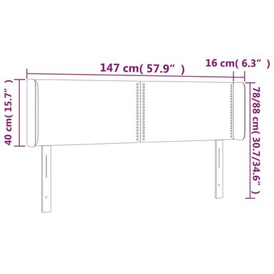 vidaXL Κεφαλάρι με Πτερύγια Σκούρο Γκρι 147x16x78/88 εκ. Υφασμάτινο