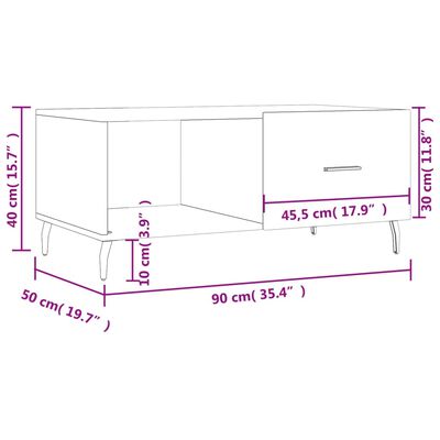 vidaXL Τραπεζάκι Σαλονιού Λευκό 90x50x40 εκ. Επεξεργασμένο Ξύλο