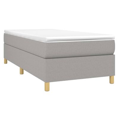 vidaXL Κρεβάτι Boxspring με Στρώμα Ανοιχτό Γκρι 90x190 εκ. Υφασμάτινο