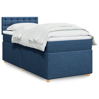 vidaXL Κρεβάτι Boxspring με Στρώμα Μπλε 80x200 εκ. Υφασμάτινο