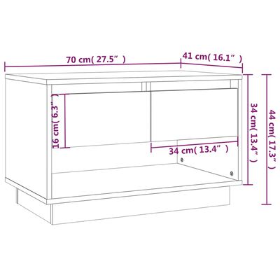 vidaXL Έπιπλο Τηλεόρασης Μαύρο 70x41x44 εκ. Επεξεργασμένο Ξύλο