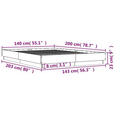 vidaXL Πλαίσιο Κρεβατιού Καφέ Δρυς 140x200 εκ. Επεξεργασμένο Ξύλο