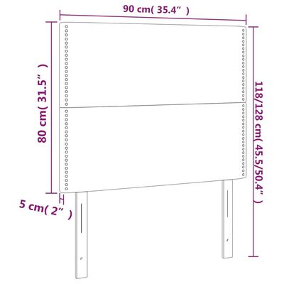 vidaXL Κεφαλάρι Κρεβατιού LED Σκούρο Γκρι 90x5x118/128εκ. Υφασμάτινο