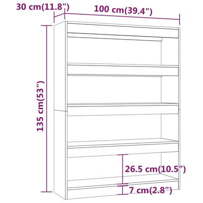 vidaXL Βιβλιοθήκη/Διαχωριστικό Χώρου Γκρι Sonoma 100x30x135 εκ.