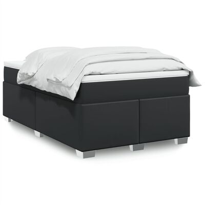 vidaXL Κρεβάτι Boxspring με Στρώμα Μαύρο 120x190εκ.από Συνθετικό Δέρμα