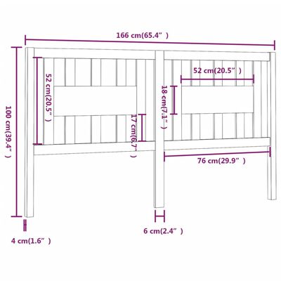 vidaXL Κεφαλάρι Κρεβατιού Μελί 166 x 4 x 100 εκ. από Μασίφ Ξύλο Πεύκου